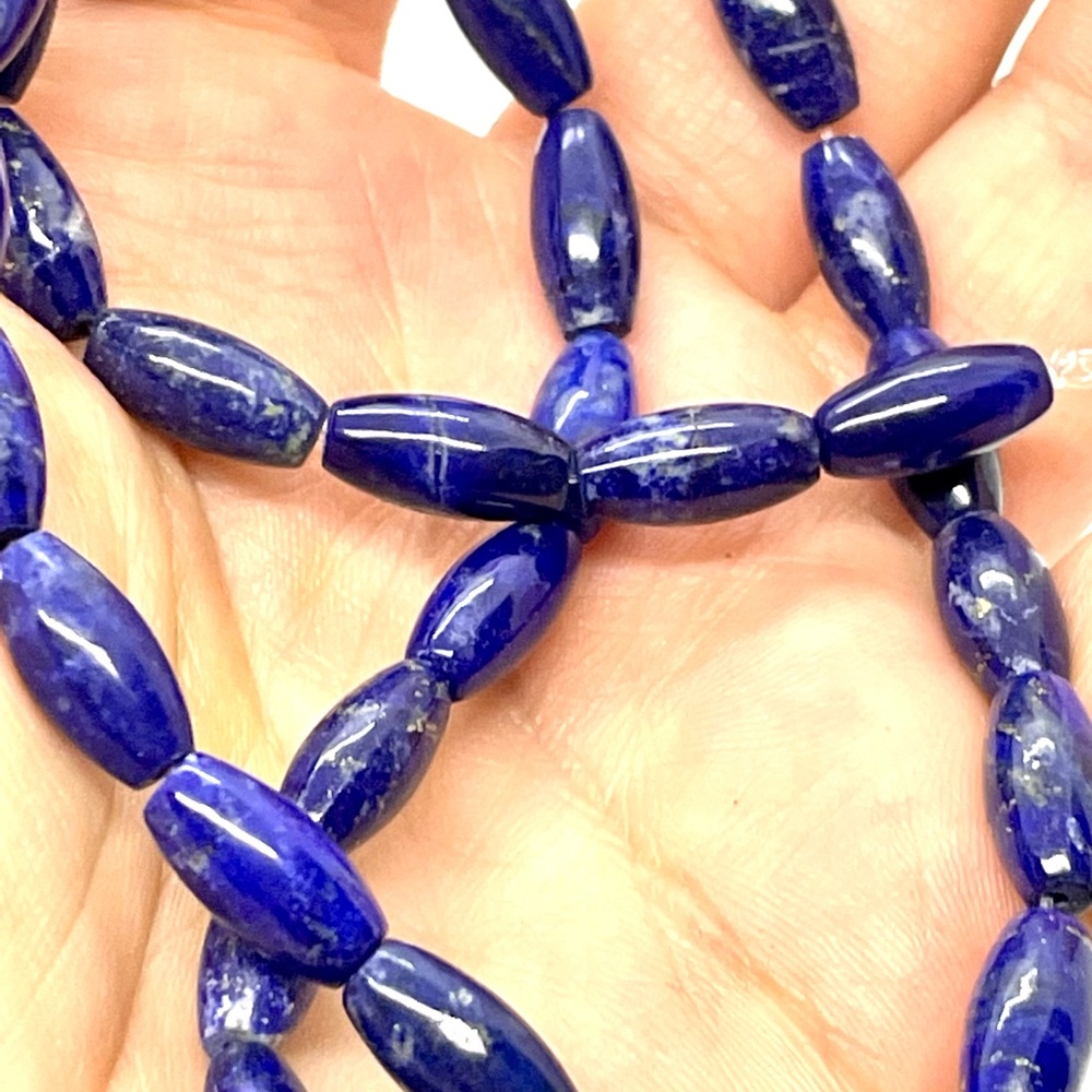 Strand of Lapis Lazuli 13mm Melon Beads